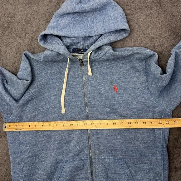 polo Ralph Lauren mens hoodie full zip blue jacket size large pony embroidered - Picture 8 of 12